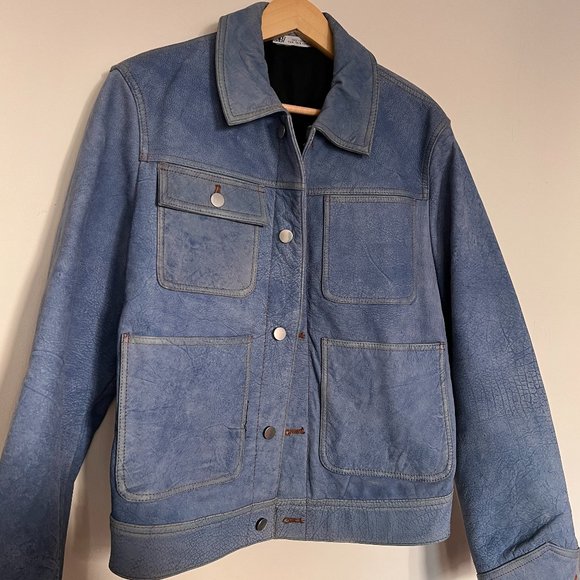 Denim-look Leather Jacket - Picture 1 of 5